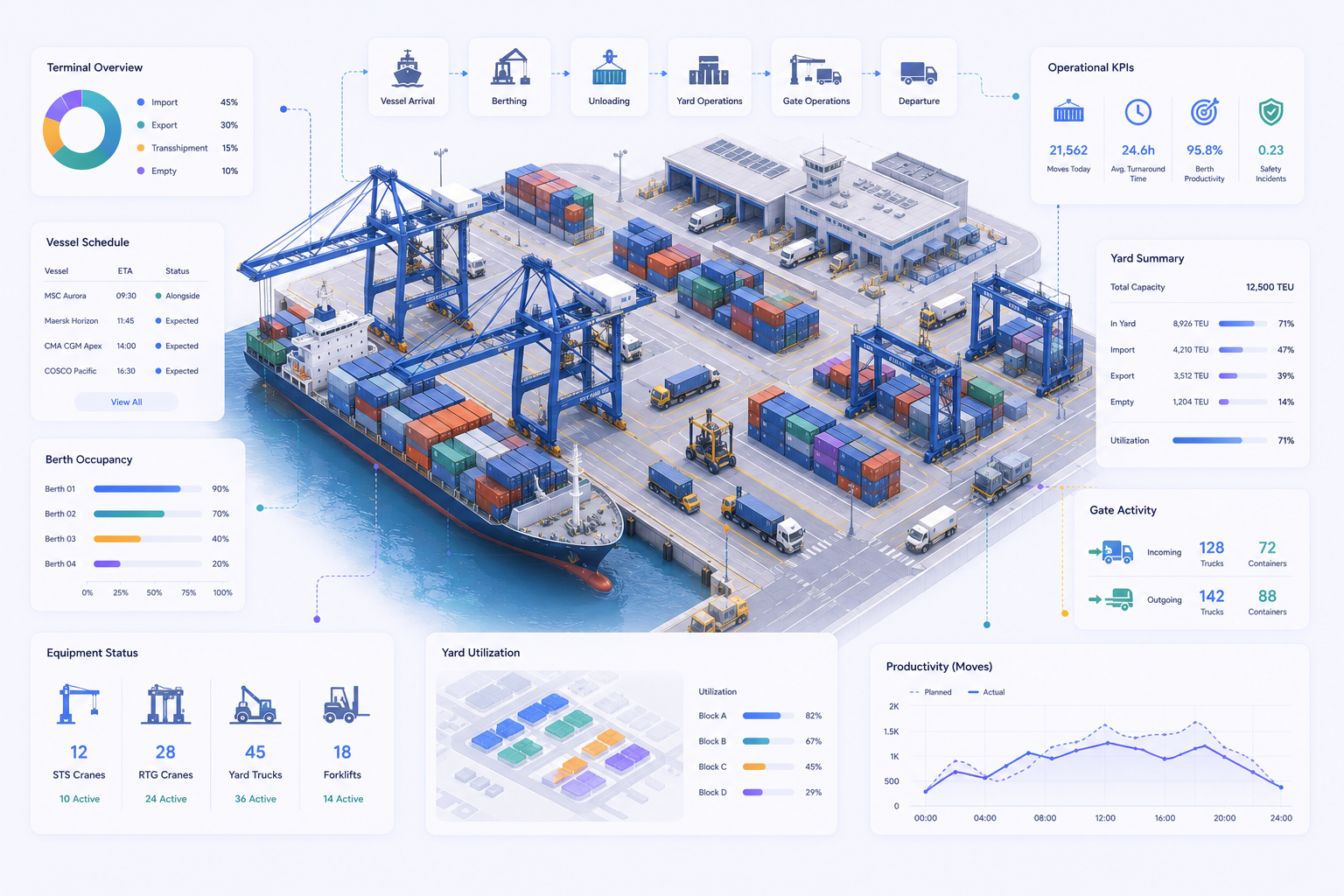 Shipping port and berth operations